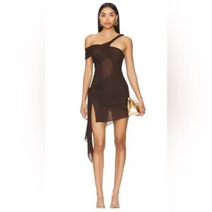 Ronny Kobo Collection Asymmetrical Brown Dress
